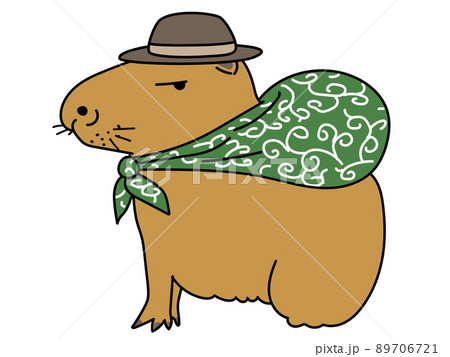 Baixe Capybara Adorável Usando um Chapéu Ornamental PNG - Creative