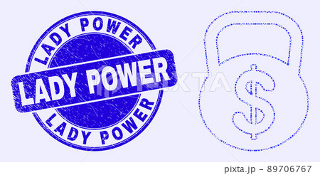 Blue Distress Lady Power Stamp Seal and Dollar Weight Mosaic 89706767