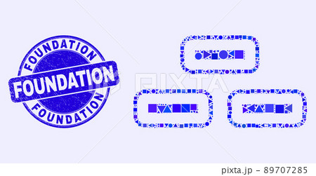 Blue Distress Foundation Stamp Seal and Bricks Mosaic 89707285