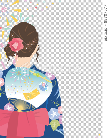 浴衣姿の女性 後ろ姿のイラスト素材 浴衣姿の女性 後ろ姿のイラスト素材