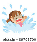 溺れている可愛い女の子のイラスト　クリップアート　白背景　ベクター 89708700