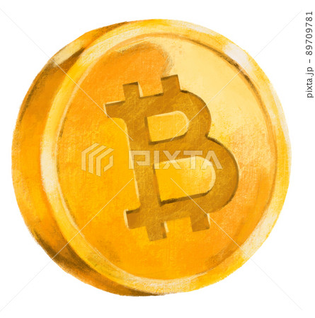 Bitcoin crypto gold coin with symbol digital currency hand drawn illustration 89709781