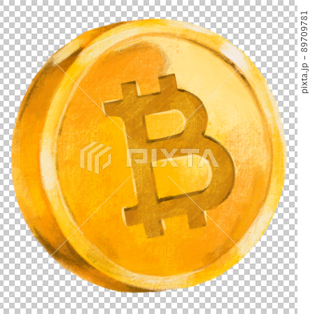 Bitcoin crypto gold coin with symbol digital currency hand drawn illustration 89709781