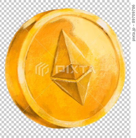 ethereum cryto gold coin with symbol currency hand drawn illustration 89709786