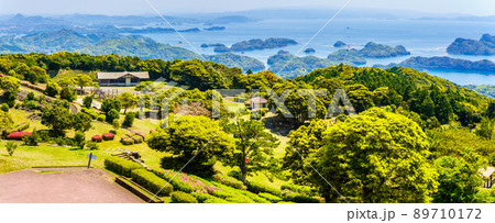 冷水岳公園展望台からの眺め　パノラマ　【長崎県佐世保市】 89710172