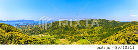 冷水岳公園展望台からの眺め パノラマ 【長崎県佐世保市】 冷水岳公園展望台からの眺め パノラマ 【長崎県佐世保市】 89710211