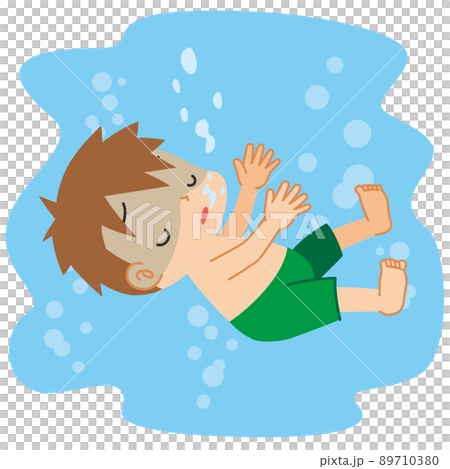 溺れて気を失い水の中に沈んでゆく可愛い男の子のイラスト クリップアート 白背景 ベクター 溺れて気を失い水の中に沈んでゆく可愛い男の子のイラスト クリップアート 白背景 ベクター 89710380