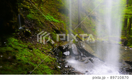 滝の裏側から見れる神秘的な新滝 滝の裏側から見れる神秘的な新滝 89710870