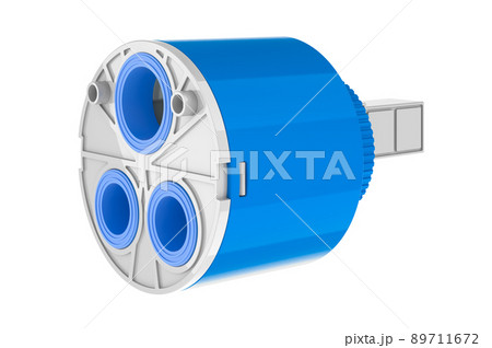 Replacement Ceramic Disc Faucet Cartridge. 3D rendering Replacement Ceramic Disc Faucet Cartridge. 3D rendering 89711672