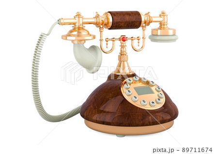 retro old-fashioned phone, 3D rendering retro old-fashioned phone, 3D rendering 89711674