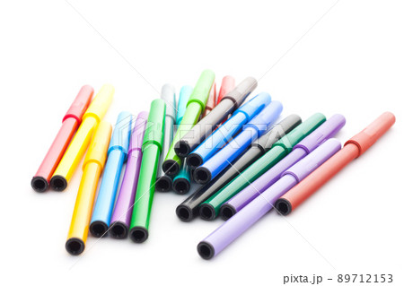 Set of felt-tip pens on white background 89712153