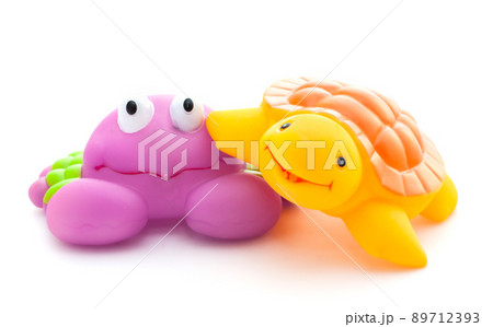 Bath toys crab and turtle on white background 89712393