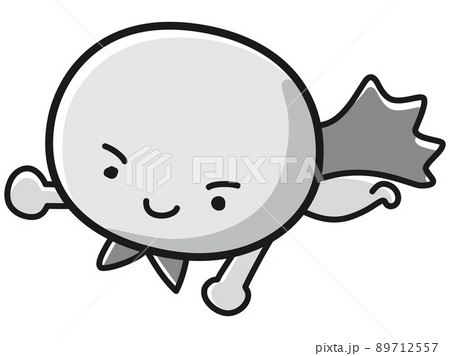 丸い顔のヒーローキャラクターのイラスト(白黒) 丸い顔のヒーローキャラクターのイラスト(白黒) 89712557