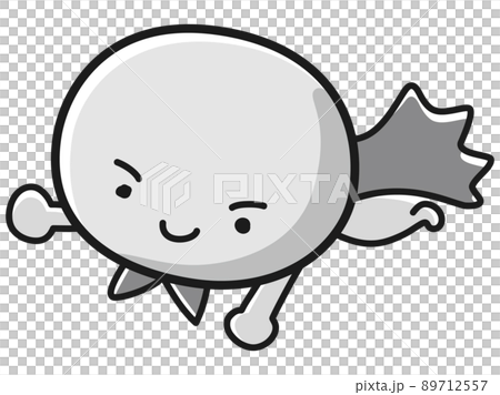 丸い顔のヒーローキャラクターのイラスト(白黒) 丸い顔のヒーローキャラクターのイラスト(白黒) 89712557