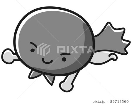 丸い顔のヒーローキャラクターのイラスト(白黒) 丸い顔のヒーローキャラクターのイラスト(白黒) 89712560