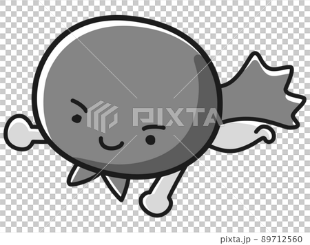 丸い顔のヒーローキャラクターのイラスト(白黒) 丸い顔のヒーローキャラクターのイラスト(白黒) 89712560