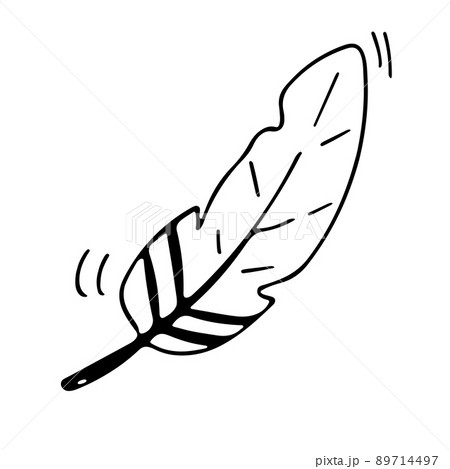 Hand drawn vector illustration of feather in the doodle style. Bird's feather isolated on a white Hand drawn vector illustration of feather in the doodle style. Bird's feather isolated on a white 89714497