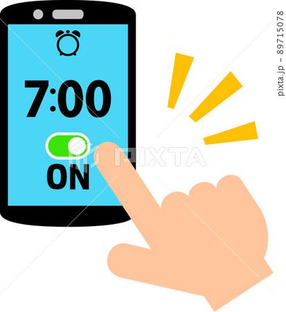 スマートフォンの目覚まし時計を設定する手 89715078