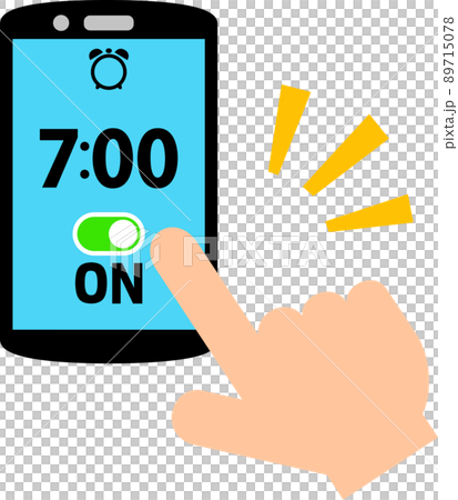 スマートフォンの目覚まし時計を設定する手 89715078