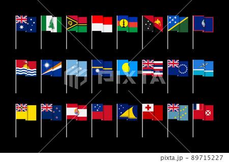 Flags of states and dependent territories of Australia and Oceania. 89715227