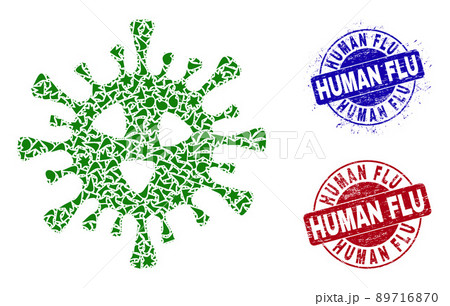 Covid-19 Virus Mosaic of Debris with Human Flu Scratched Rubber Imprints Covid-19 Virus Mosaic of Debris with Human Flu Scratched Rubber Imprints 89716870
