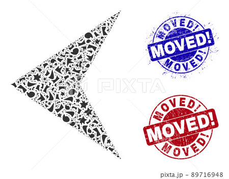Arrowhead Left Mosaic of Debris with Moved! Distress Stamps Arrowhead Left Mosaic of Debris with Moved! Distress Stamps 89716948