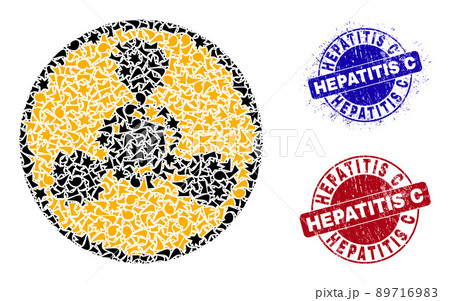 Chemical Danger Mosaic of Shards with Hepatitis C Scratched Rubber Imprints 89716983