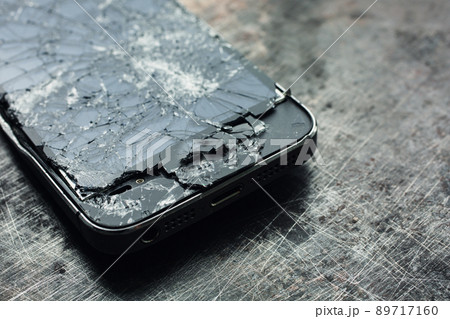 Smart phone with broken screen. Smart phone with broken screen. 89717160