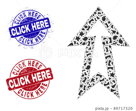 Arrow Up Mosaic of Shatters with Click Here Scratched Seals 89717320