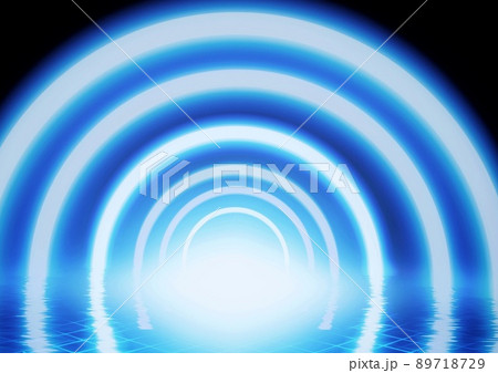サイエンステクノロジーの概念で円形の光のトンネルの3Dイラスト 89718729