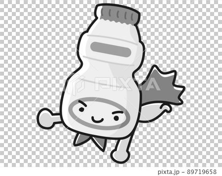 Illustration of hero character of lactic acid bacteria drink (black and white) Illustration of hero character of lactic acid bacteria drink (black and white) 89719658