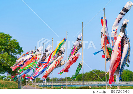 境川緑道公園、大空泳ぐこいのぼり〈岐阜県岐阜市〉 89720546