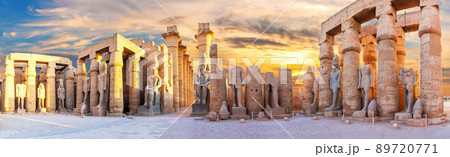 Luxor Temple courtyard and the statues of Ramses II, Second Pylon, Egypt Luxor Temple courtyard and the statues of Ramses II, Second Pylon, Egypt 89720771