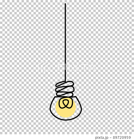 Material of a hanging light bulb, a one-stroke illustration 89720959