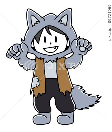 狼男の仮装をした男の子のイラスト（全身） 89721069