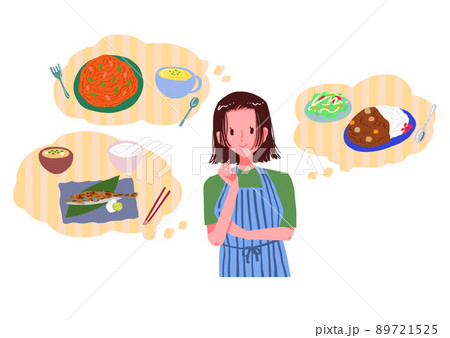 献立を考えるイラストのイラスト素材