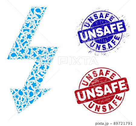 High Voltage Mosaic of Fractions with Unsafe Grunge Stamps 89721791