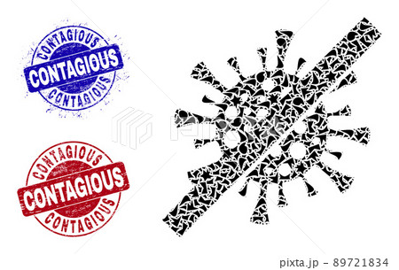 No Contagious Virus Mosaic of Shatters with Contagious Grunge Stamps 89721834