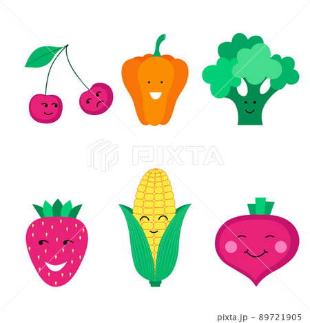 Set of organic fruits, vegetables and berries. 89721905