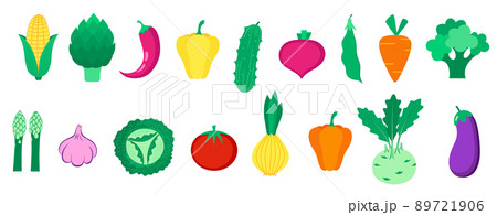 Set of organic fruits, vegetables and berries. 89721906