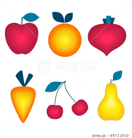 Set of organic fruits, vegetables and berries. Set of organic fruits, vegetables and berries. 89721910