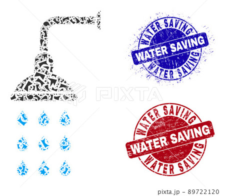 Shower Mosaic of Shards with Water Saving Textured Rubber Imprints Shower Mosaic of Shards with Water Saving Textured Rubber Imprints 89722120