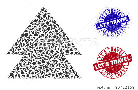 Move Up Mosaic of Shatters with Let'S Travel Scratched Rubber Imprints 89722158