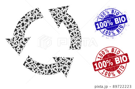 Recycle Mosaic of Fragments with 100% Bio Distress Rubber Imprints 89722223