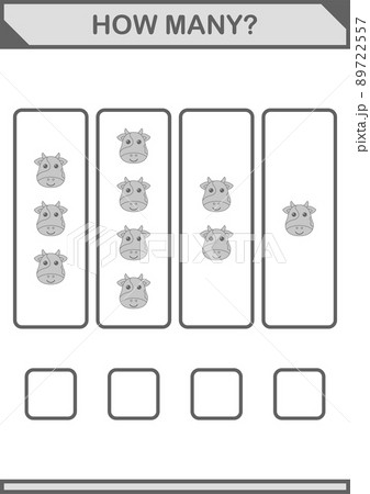 How Many Cow face. Worksheet for kids How Many Cow face. Worksheet for kids 89722557