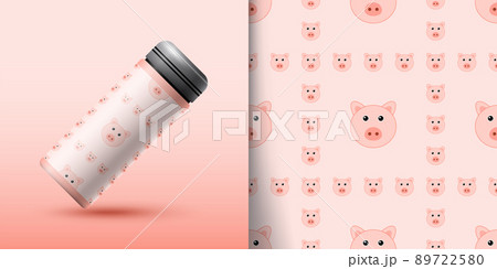 Pig seamless pattern with bottle Pig seamless pattern with bottle 89722580