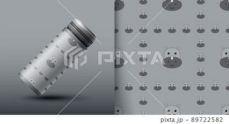 Rhinoceros seamless pattern with bottle Rhinoceros seamless pattern with bottle 89722582