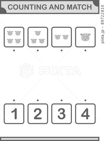 Counting and match Deer face. Worksheet for kids Counting and match Deer face. Worksheet for kids 89722810