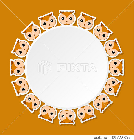 Owl with round frame for banner, poster, and greeting card 89722857