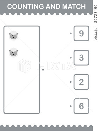 Counting and match Sheep face. Worksheet for kids 89723490
